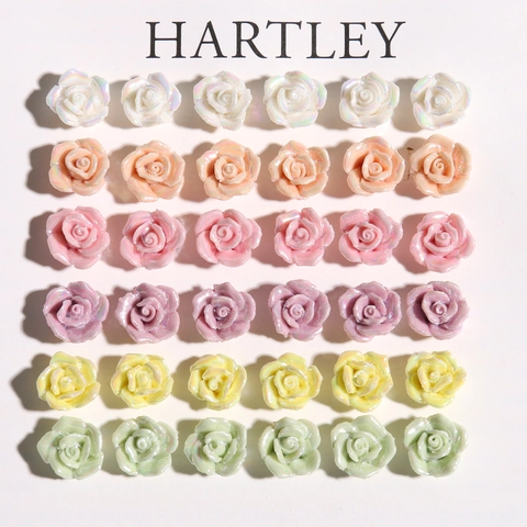 Ceramic Rose Flower Charms Iridescent Pearlescent Flatback Pendants For DIY Jewelry Making Earring Phone Case Decoration Handmade Craft Components