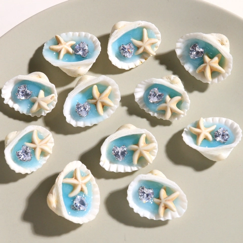 Accessori per Gioielli Fai-da-te in Stile Oceano con Conchiglia Stella Marina e Cuore Strass per Orecchini Decorazioni per Capelli