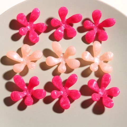 Accesorio DIY Resina Flor Cinco Pétalos Con Diseño Brillo Perla Artificialdo Para Pinzas Pelo Zapatos Joyería Decoración Rosa