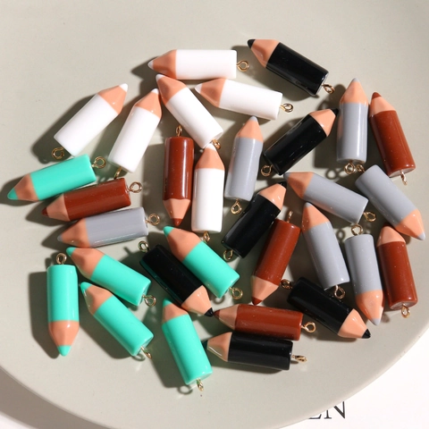Cute 3D Resin Pencil Pendants DIY Accessories For Earrings Hair Accessories Crafting Realistic Pencil Charms Jewelry Making Components