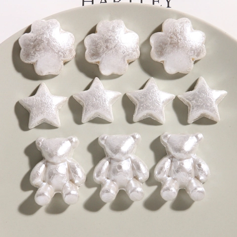 Accessori Artigianali Fai Da Te In Resina Bianca Perla Artificialta Ciondoli A Forma Di Orso Trifoglio Stella Lucentezza Per Decorazione Custodia Telefono