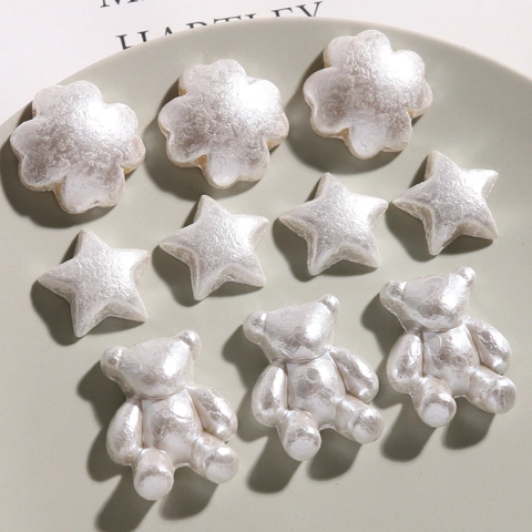 Accessori Artigianali Fai Da Te In Resina Bianca Perla Artificialta Ciondoli A Forma Di Orso Trifoglio Stella Lucentezza Per Decorazione Custodia Telefono