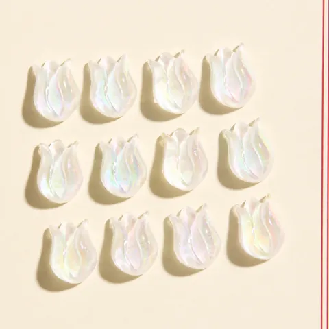 Iridescent Resin Tulip Flower Bud Beads For DIY Jewelry Making Materials Fairy Girl Style Earring Accessories Flower Patch