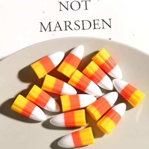 Halloween Candy Corn Resin Charms DIY Jewelry Making Accessories Three-Color Striped 3D Flatback Ornaments For Earrings