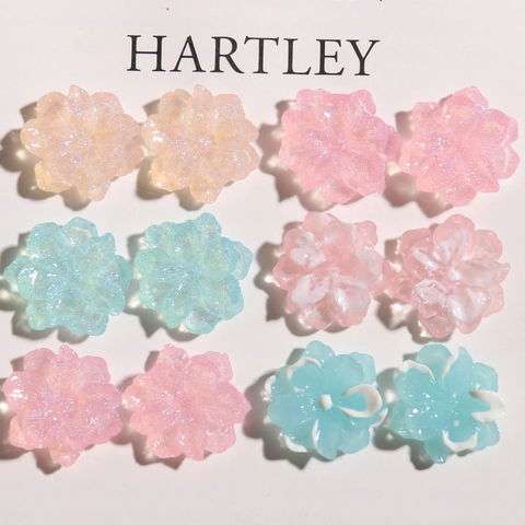 Glitzer Harz Kamelie Gardenie Blume Patches DIY Zubehör Für Haarklammern Kopfschmuck Schmuckherstellung Handgefertigtes Material Dekor