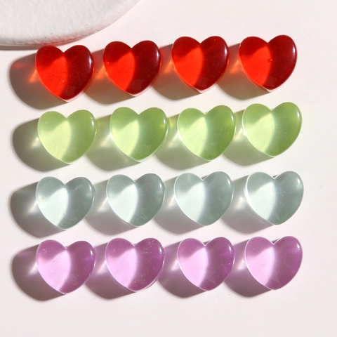 Korean Ins Clear Jelly Thick Heart Resin Patches For DIY Earrings Phone Case Accessories Sweet Heart Shape Jewelry Components