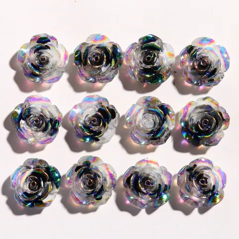 AB Galvanisierte Harz Rose Kamelie Blume Patches Für DIY Ohrringe Kopfschmuck Handyhülle Dekor Handgemachte Bastelarbeiten Schmuckherstellung Zubehör