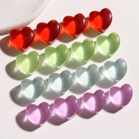 Korean Ins Clear Jelly Thick Heart Resin Patches For DIY Earrings Phone Case Accessories Sweet Heart Shape Jewelry Components