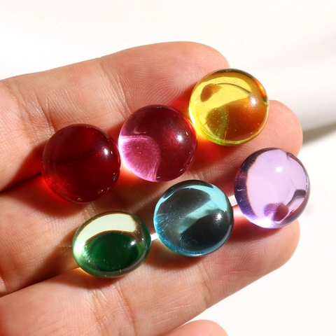 Transparent Resin Round Beads Fat Candy Color Flatback Cabochons For DIY Earring Phone Case Jewelry Making Accessories Women Crafting Material