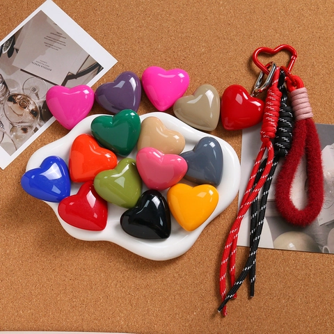 Pendentif Cœur en Résine Tendance Grand Format Porte-clés DIY Breloques de Sac pour Femme 3D Coloré Accessoire de Bijoux
