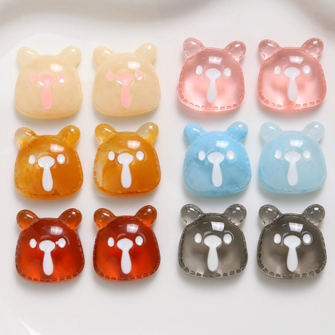 Cute Smudge Gradient Cartoon Bear Resin Patch For DIY Phone Case Hair Clip Jewelry Making Decorative Accessories