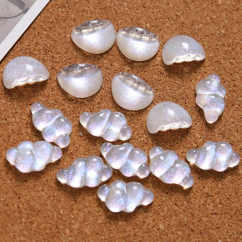 Dreamy Glitter Starry Sky Cartoon Cloud Moon Resin Flatbacks For DIY Jewelry Making Hair Accessories Handcraft Decor
