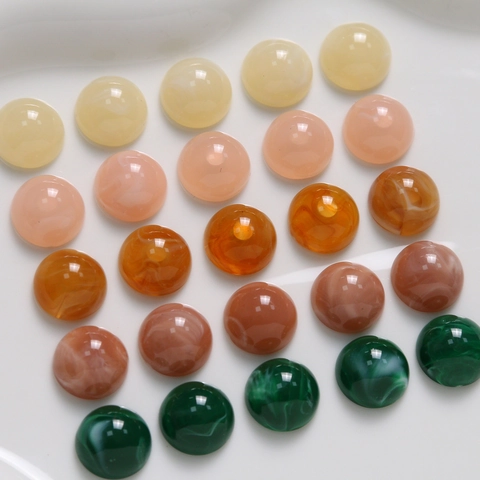 Cabochon Rotondi a Base Piatta in Resina Vintage con Texture Marmorea Accessori per Creazione di Gioielli DIY