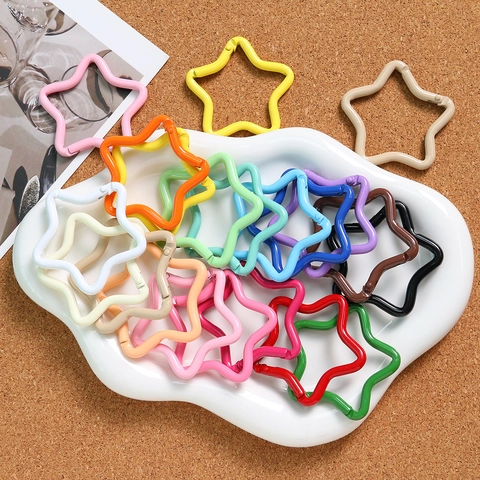 Macaron Kleur Stervorm Legering Veer Gesp DIY Sleutelhanger Accessoires Voor Tas Hanger Sieraden Maken Componenten