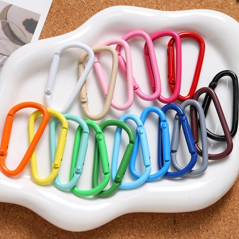 Moderno Moschettone a D in Lega Color Macaron Gancio per Portachiavi con Fibbia a Molla per Accessori Gioielli Fai-da-Te Zaino Cordino