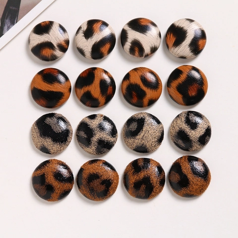 Vintage Leopard Print Fabric Round Buttons DIY Jewelry Accessories Handcrafted Patterned Patches For Apparel Craft Projects