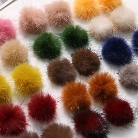 Palla di Pom Pon in Pelliccia di Visone Fatta a Mano Mini Morbidi Palline Pelose per Gioielli Fai-da-te Accessori per Forcine Decorazione Multicolore
