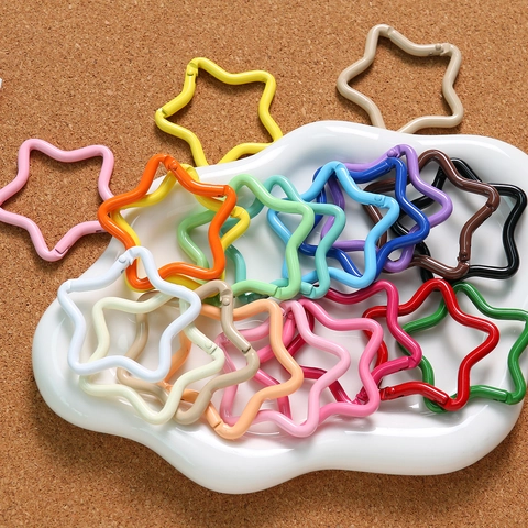 Macaron Kleur Stervorm Legering Veer Gesp DIY Sleutelhanger Accessoires Voor Tas Hanger Sieraden Maken Componenten