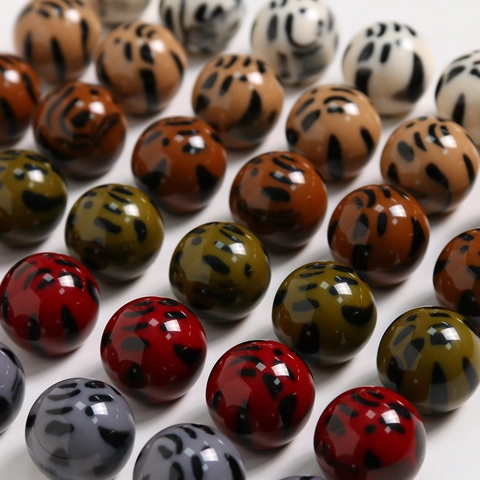 Cuentas Redondas de Resina con Estampado de Leopardo para Accesorios de Fabricación de Joyas de Bricolaje