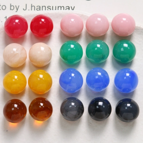 15.5mm Chinesischer Stil Tusche-Smudge Runde Harzperlen DIY Handgemachte Ohrringe Haarschmuck Schmuckzubehör Für Damen
