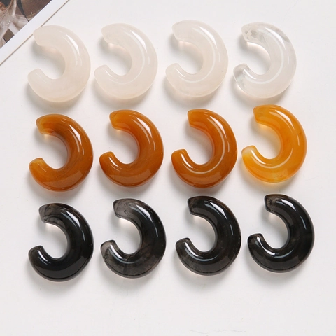 Resin C-Shaped Earring Pendants DIY Jewelry Making Finding Inked Smudged Pattern Polished Handmade Accessory For Women