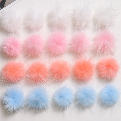 Handmade Mink Fur Ball Cute Colorful Plush Pom Poms For DIY Clothing Hat Hair Accessories Decoration Craft Material