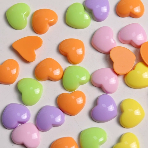 Acrylic Heart Flatback Charms For DIY Earrings Headwear Phone Case Decor Candy Color Heart Shaped Shiny Smooth Jewelry Making Supplies Crafting Accessories