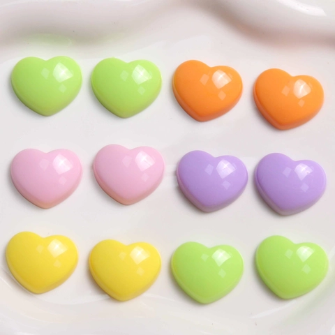 Acrylic Heart Flatback Charms For DIY Earrings Headwear Phone Case Decor Candy Color Heart Shaped Shiny Smooth Jewelry Making Supplies Crafting Accessories