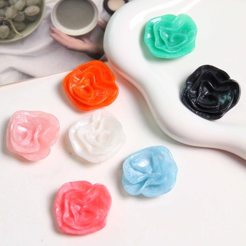Korean Style Multicolor Resin Rose Flower Patches DIY Jewelry Making Accessories For Hair Clips Headwear Handmade Craft Decor