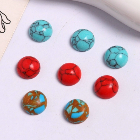 Runde Geometrische Riss Harz Cabochons Flache Rückseite Synthetische Türkis Stein Für DIY Ohrringe Ringe Schmuck Zubehör