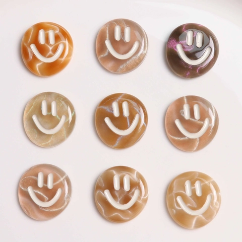 DIY Resin Smiley Face Charms Smudged Glitter Irregular Flatback Patches For Hair Clips Headwear Jewelry Making Findings Accessories