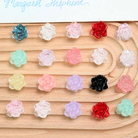DIY Resin Candy Color Rose Flower Accessories For Earrings Hair Ornaments Shoe Buckles Handmade Craft Decoration