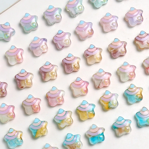 Star Heart Resin Beads Drip Oil Rainbow DIY Jewelry Accessories For Earrings Phone Chain Handmade Star Charms
