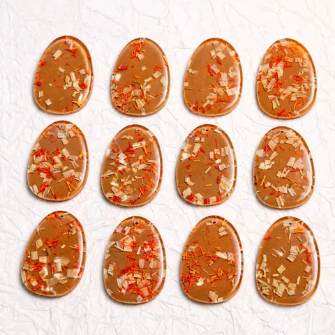 Vintage Japanese Style Oval Resin Dried Flower Wood Chips Pendant For DIY Earrings Phone Case Jewelry Making Accessory