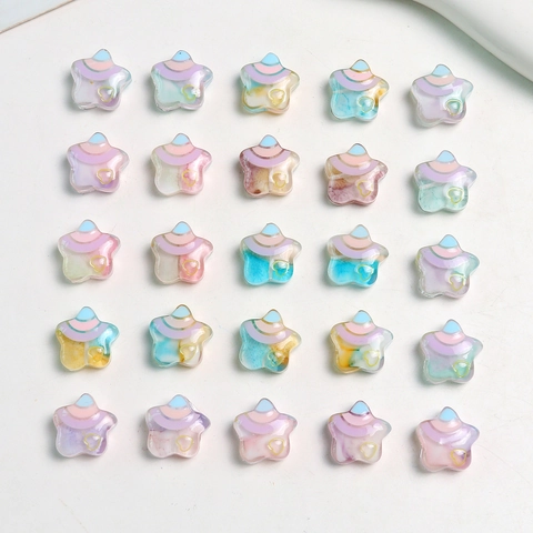 Star Heart Resin Beads Drip Oil Rainbow DIY Jewelry Accessories For Earrings Phone Chain Handmade Star Charms