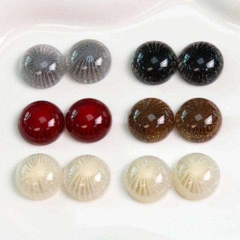 Cabochon in Resina Glitterata Rotonda per Creazione Gioielli DIY 16mm Perline in Resina a Base Piatta per Orecchini Capelli