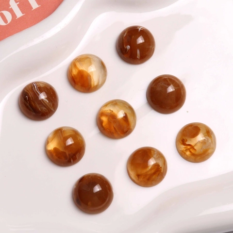 18mm Runde Marmorierte Bernstein Harz Kuppel Cabochons Polierte Halbperlen Für DIY Ohrringe Kopfschmuck Handyhülle Schmuckherstellung