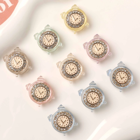 Mini Perline in Resina a Sveglia Con Strass Gioielli Fai da Te Pendenti per Orecchini Dolce Materiale Decorativo Fatto a Mano