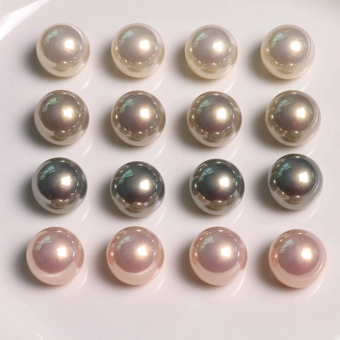 18mm Pearlescent Acrylic Half Round Artificial Pearl Beads Minimalist DIY Jewelry Making Accessories For Earrings Shoes Decoration