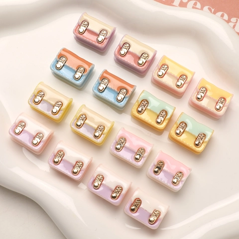Macaron Color Mini Backpack Resin Charms For DIY Jewelry Making Cute School Bag Shape Pendants For Earrings Hair Accessories
