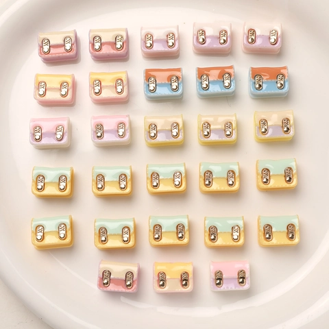 Macaron Color Mini Backpack Resin Charms For DIY Jewelry Making Cute School Bag Shape Pendants For Earrings Hair Accessories