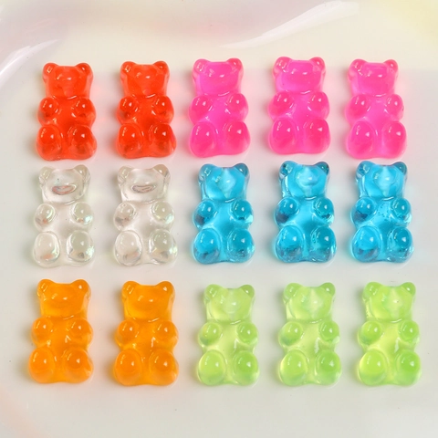Candy Color Resin Bear Charms Translucent Gummy Bear Jewelry Making Accessory For Earrings Hair Clips Phone Case DIY Craft