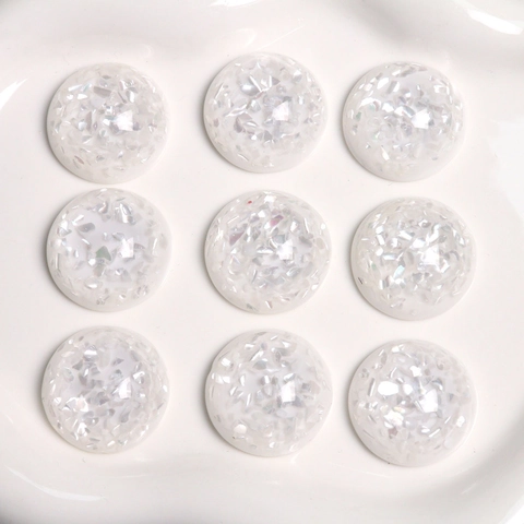 Grand Cabochon Rond Blanc en Résine Effet Coquille Accessoires Cheveux DIY Matériel de Coque de Téléphone Bijoux Fait Main