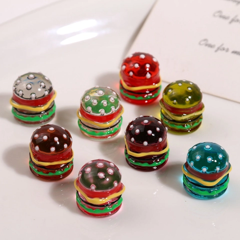 Cute Resin Burger Charms Hand-painted Enamel Food Shape DIY Earrings Hair Accessories For Women Handmade Jewelry Making Components