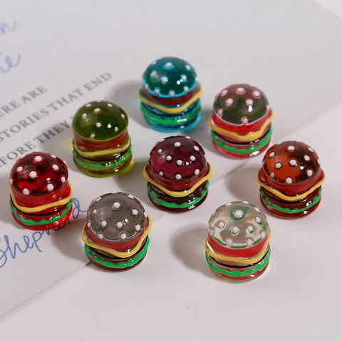 Cute Resin Burger Charms Hand-painted Enamel Food Shape DIY Earrings Hair Accessories For Women Handmade Jewelry Making Components