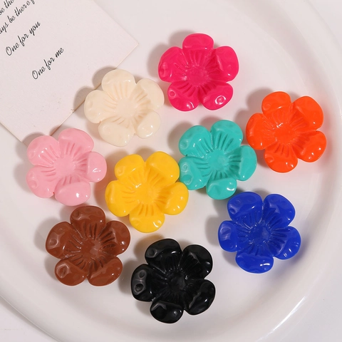 Amuletos de Flores de Resina Coloridas Flores de Cinco Pétalos DIY Pendientes Accesorios para el Cabello Materiales de Artesanía Pulido