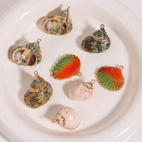 Natuurlijke Schelp Conch Hanger Gouden Rand DIY Sieraden Accessoire Ketting Oorbel Maken Schelp Charm Handwerk Cadeau