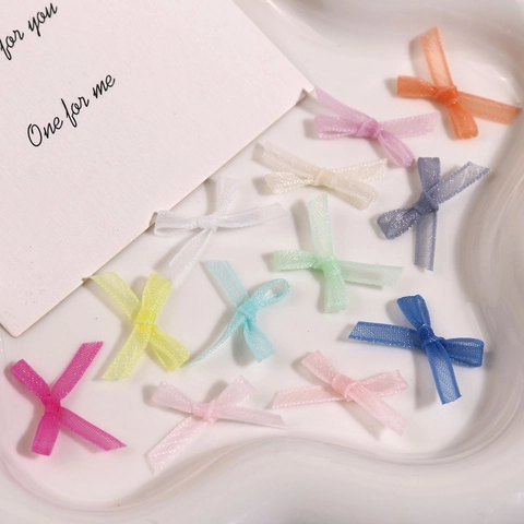 Organza Ribbon Bows Handmade DIY Nail Art Accessories Sweet Fairy Style Decoration For Hair Clips Garment Sewing Crafts