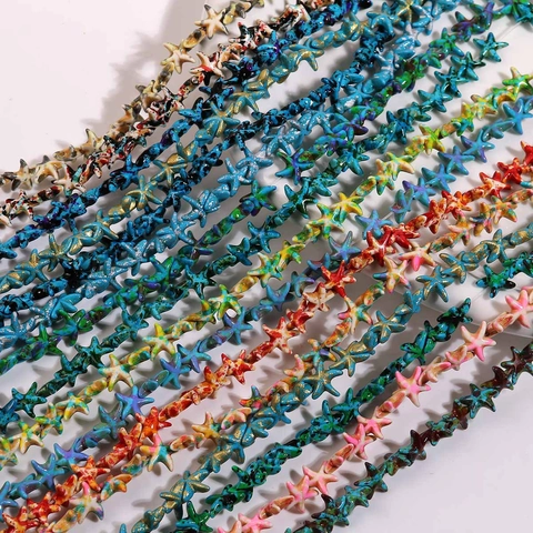 Cuentas de Estrella de Mar para Creación de Joyería DIY Piedra Turquesa Textura de Salpicadura Cuentas Espaciadoras