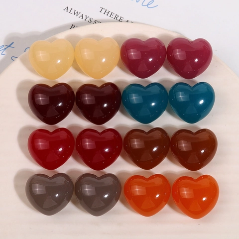 Perles en Résine en Forme de Cœur Gonflé pour la Fabrication de Bijoux DIY Breloques en Cœur Couleur Gelée pour Boucles d'Oreilles
